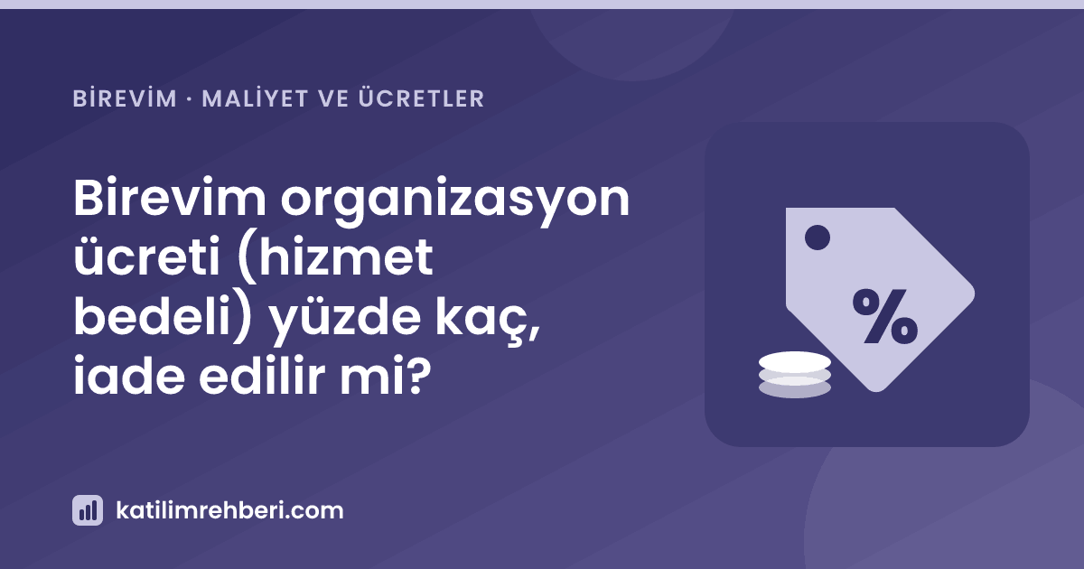 Birevim organizasyon ücreti (hizmet bedeli) yüzde kaç, iade edilir mi?