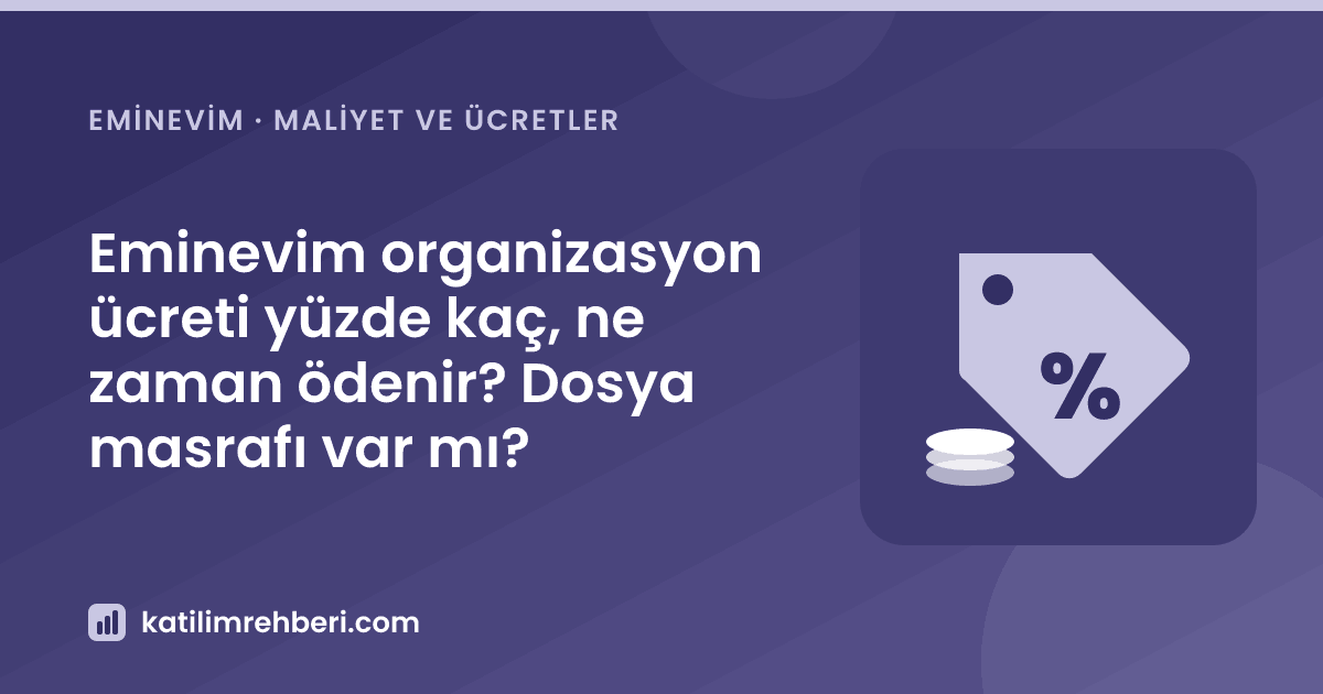 Eminevim organizasyon ücreti yüzde kaç, ne zaman ödenir? Dosya masrafı var mı?