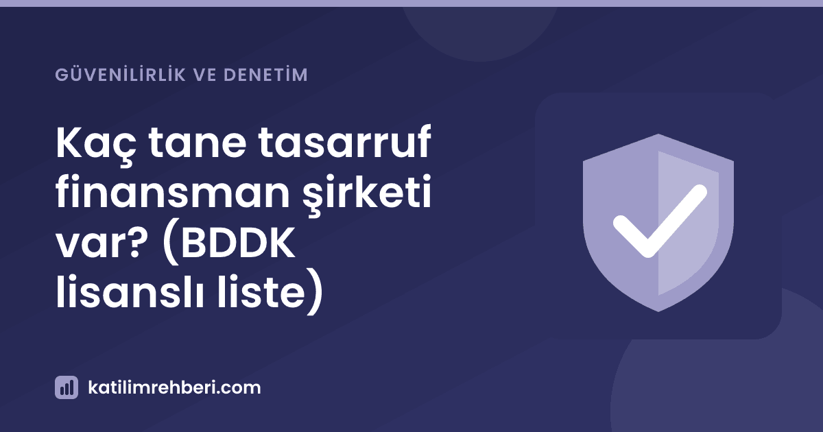 Kaç tane tasarruf finansman şirketi var? (BDDK lisanslı liste)